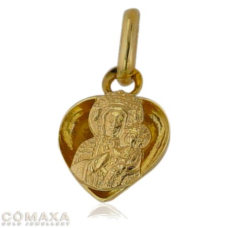 Релефно златно сърце с Дева Мария