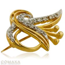Златна брошка с циркони Златна брошка с циркони